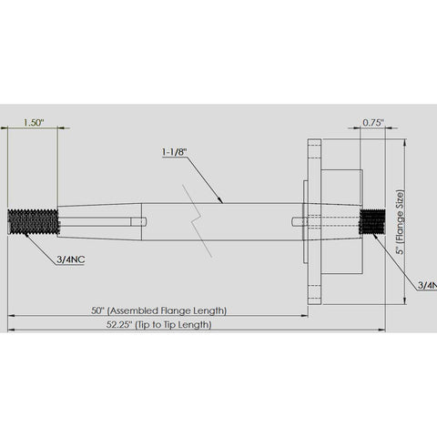 1-1/8" X 5" Inboard Shaft System With Inverted Hurth Steel Coupler Dual Taper 50.00" Assembled Length