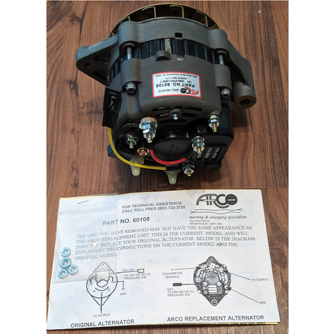 Alternator 55 Amp Internal Regulator Yellow Lead PCM And Indmar 3/8" V-Belt Pulley