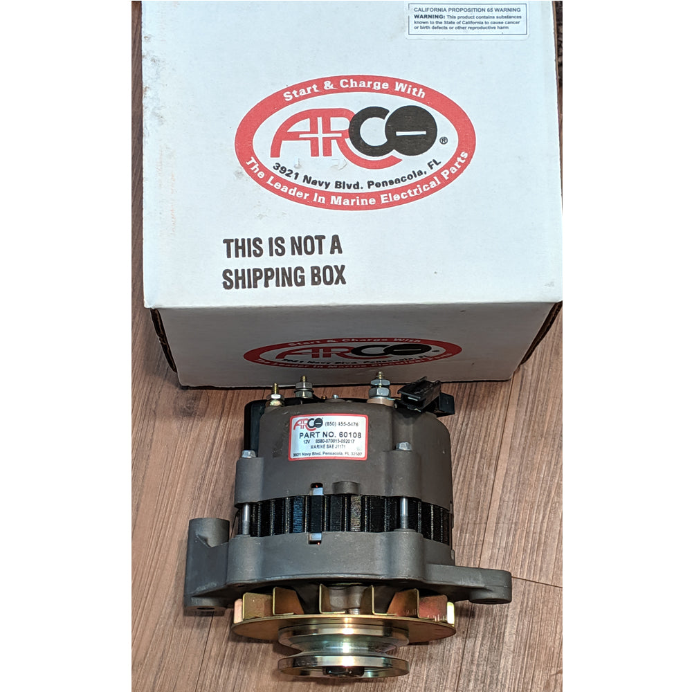 Alternator 55 Amp Internal Regulator Yellow Lead PCM And Indmar 3/8" V-Belt Pulley