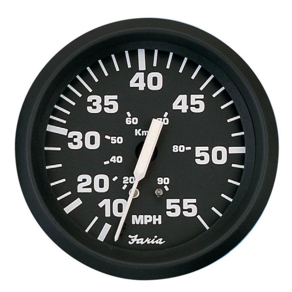 Speedometer Euro Black Inboard 55 MPH - Faria Beede Instruments