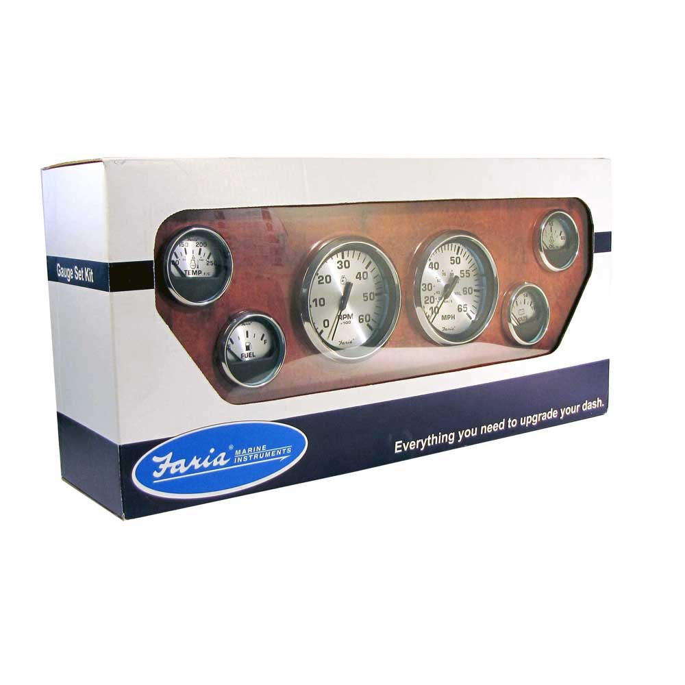 Gauge Set Spun Silber Inboard Gauge Set Faria Beede FARIA-KTF0184