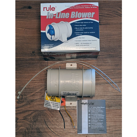 Blower 3 Inch 12V In-Line White Rule Water Resistant RULE-140
