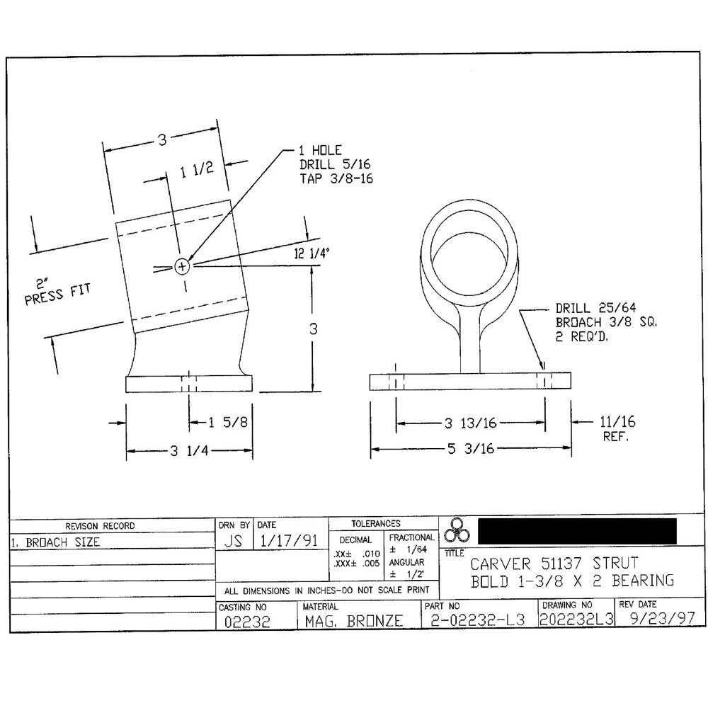Strut Carver Whip 1.5" Inch Shaft Size Includes Strut Bearings Carver 5113701