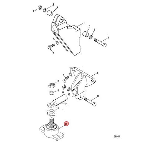 Engine Mount Stud Mercruiser Style  Rubber Isolator - 3/4 in. Barr 8-0006