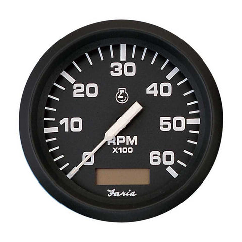 Euro 6000 RPM Inboard Tachometer with Hourmeter Faria Beede Instruments 32832