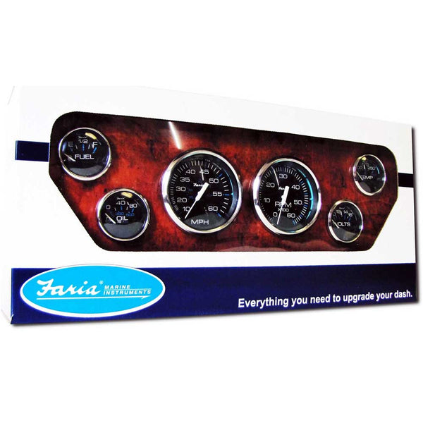 Chesapeake Black Stainless Steel Inboard 6 Gauge Set | Faria KTF003