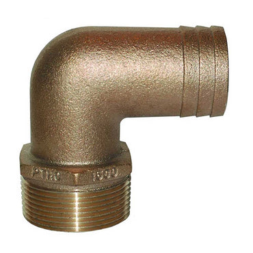 1-1/2 In. NPT x 1-1/2 In. Elbow Hose Barb Bronze Pipe-to-Hose Adapter | Groco GROCO-PTHC-1500