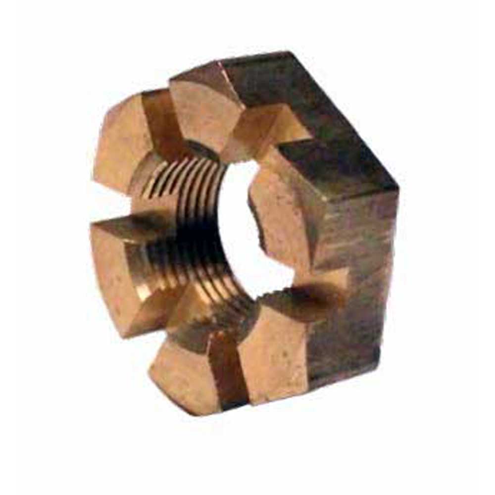 Castle Nut Brass For 1" and 1-1/8" Inboard Shafts Slotted Castle Nut PNUTFULL-1.000-BCN