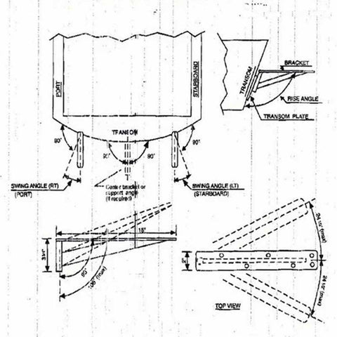 Swim Board Removable Bracket Set Complete 17" Bracket Length 3° Rise 0° Swing Angle