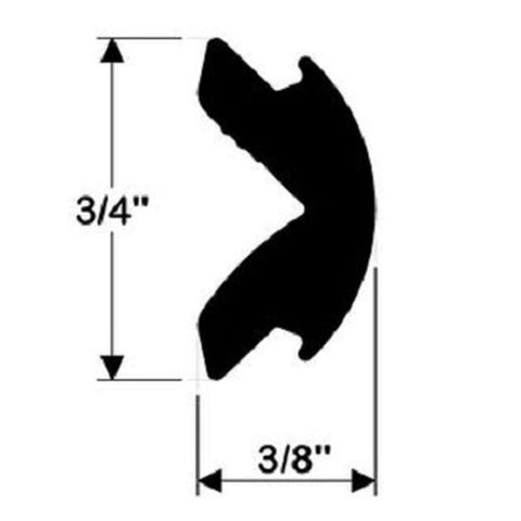RUB RAIL INSERT 3/4" X 50 FEET BLACK FLEXIBLE BY TACO V12-4155BKA50-1