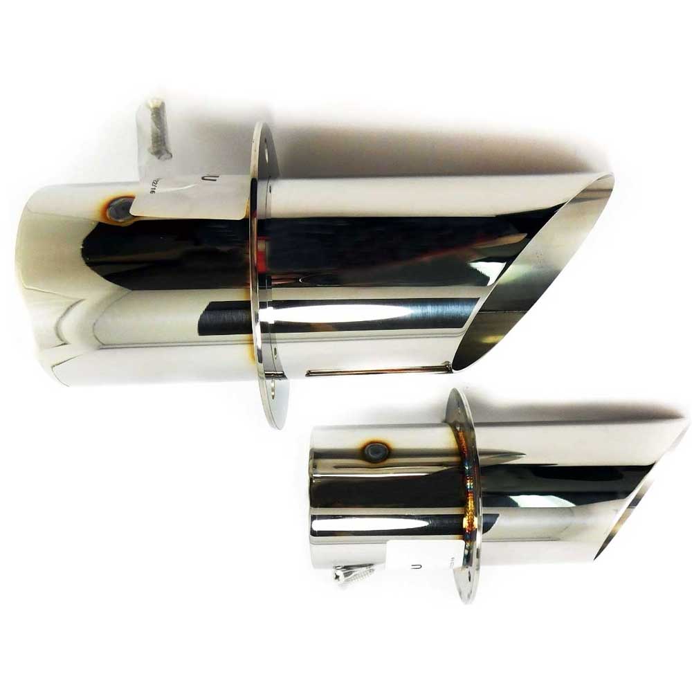 4 Inch Angle Cut Transom Exit Exhaust Tips Set of 2 With Flapper Corsa