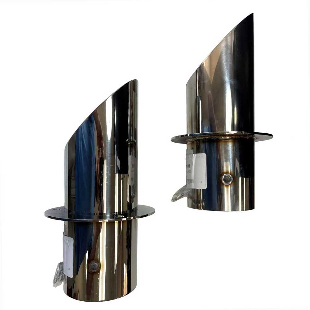 4 Inch Angle Cut Transom Exit Exhaust Tips Set of 2 With Flapper Corsa