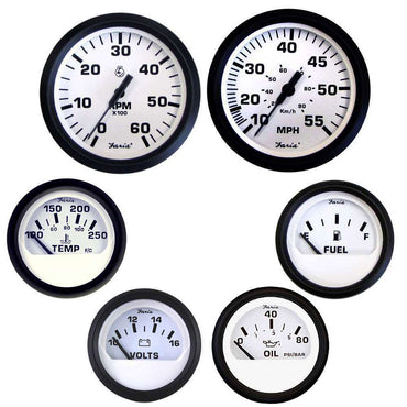 Gauge Set Euro White Inboard - 6 Set Faria Beede Instruments