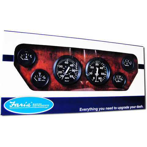 Gauge Set Euro Black Inboard - 6 Set Faria Beede Instruments