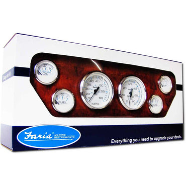 Gauge Set With GPS Speedometer - Chesapeake White Stainless Steel 6 Gauges Faria Beede