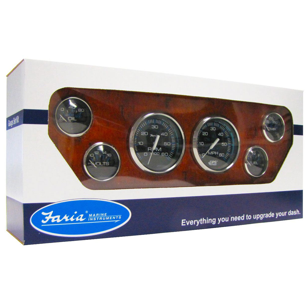 Gauge Set With GPS Speedometer - SS Black With 6 Gauges Faria Chesapeake