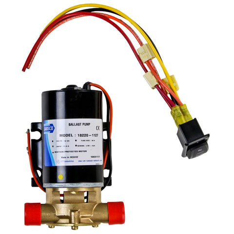 Ballast Puppy Pump - 9 GPM 12 Volt Wakeboard And Ski Boat Ballast Pump With Switch Jabsco-18220-1127