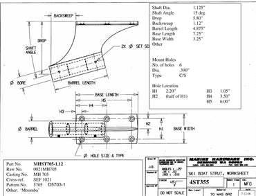 15 Degree 1-1/8" Inch Shaft Size Includes Strut Bearings Moomba - MHST705-1.00-1.12