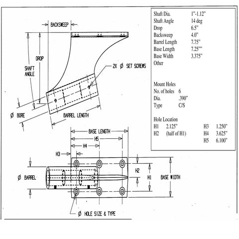 Strut - 14 Degree 1-1/8 Inch Shaft Size Includes Strut Bearings MHST707-1.12