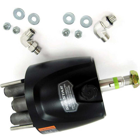 Complete SeaStar hydraulic steering system for single or dual rudder inboard steering applications includes helm pump, steering cylinder HC5312-3, 60 ft. of tubing, & 2 quarts of hydraulic steering fluid. Seastar Inboard Steering Kit SEASTAR-HK4410-3