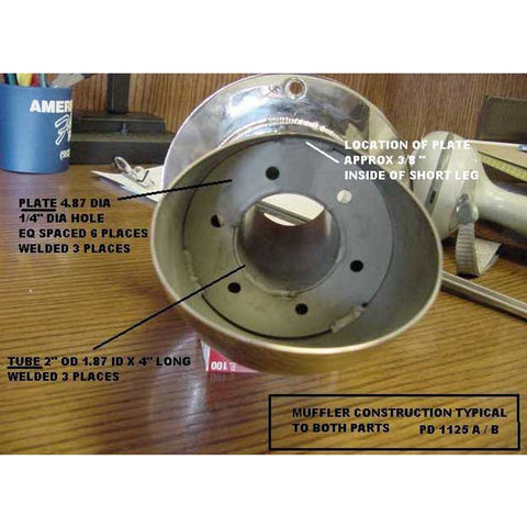 45° Straight Cut Pipe Exhaust Outlet With Angled Flange 3-1/2" WITH BAFFLE!