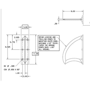 Tracking Fin - Special Turn Fin Flat Base Marine Hardware - TURN2020